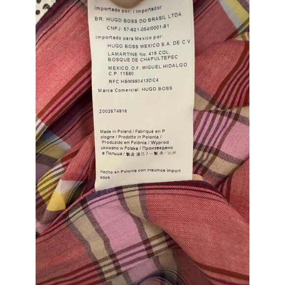 Hugo Boss Orange Label L Check Cotton Flip Cuffs Long Sleeves Mens Casual Shirt - Picture 6 of 7